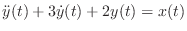 $\displaystyle \ddot{y}(t) + 3 \dot{y}(t) + 2y(t) = x(t)$