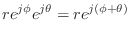 $\displaystyle r e^{j\phi} e^{j\theta} = r e^{j(\phi + \theta)}$