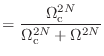 $\displaystyle = \frac{\Omega_\textnormal{c}^{2N}}{\Omega_\textnormal{c}^{2N} + \Omega^{2N}}$