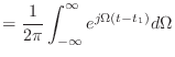 $\displaystyle = \frac{1}{2\pi} \int_{-\infty}^{\infty} e^{j\Omega (t - t_1)} d\Omega$