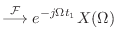 $\displaystyle \stackrel{\cal F}{\longrightarrow}e^{-j\Omega t_1} X(\Omega)$