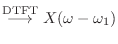 $\displaystyle \stackrel{\text{DTFT}}{\longrightarrow}X(\omega - \omega_1)$