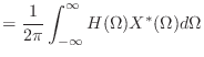 $\displaystyle = \frac{1}{2\pi} \int_{-\infty}^{\infty} H(\Omega)X^{*}(\Omega) d\Omega$